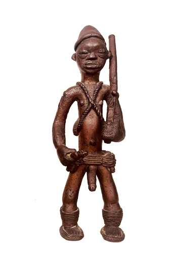 Figure 012001 Bwaiwehn brass caster brass casting We (Kran) people 
				/ Liberia; male figure with riflle