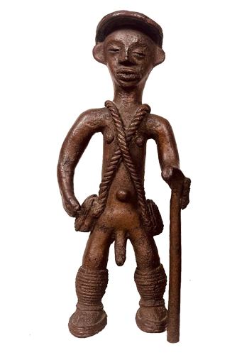 Figure 012001 Bwaiwehn brass caster brass casting We (Kran) people 
				/ Liberia; male figure with cane