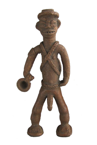 Figure 012001 Bwaiwehn brass caster brass casting We (Kran) people 
				/ Liberia; male figure with horn; 
				collected 1936 by Etta Becker-Donner