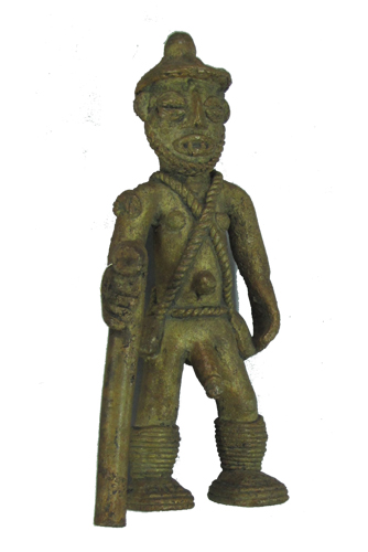 Figure 012001 Bwaiwehn brass caster brass casting We (Kran) people 
				/ Liberia; male figure with cane; 
				collected 1936 by Etta Becker-Donner